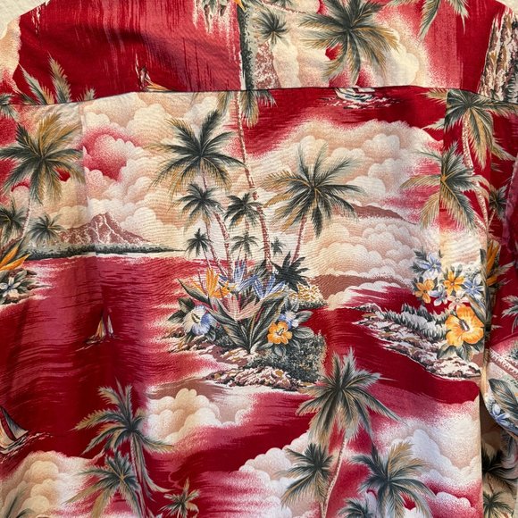 Vintage RJC Hawaiian Shirt Button Up Short Sleeve Magnum PI Palm Trees Floral - Picture 15 of 16
